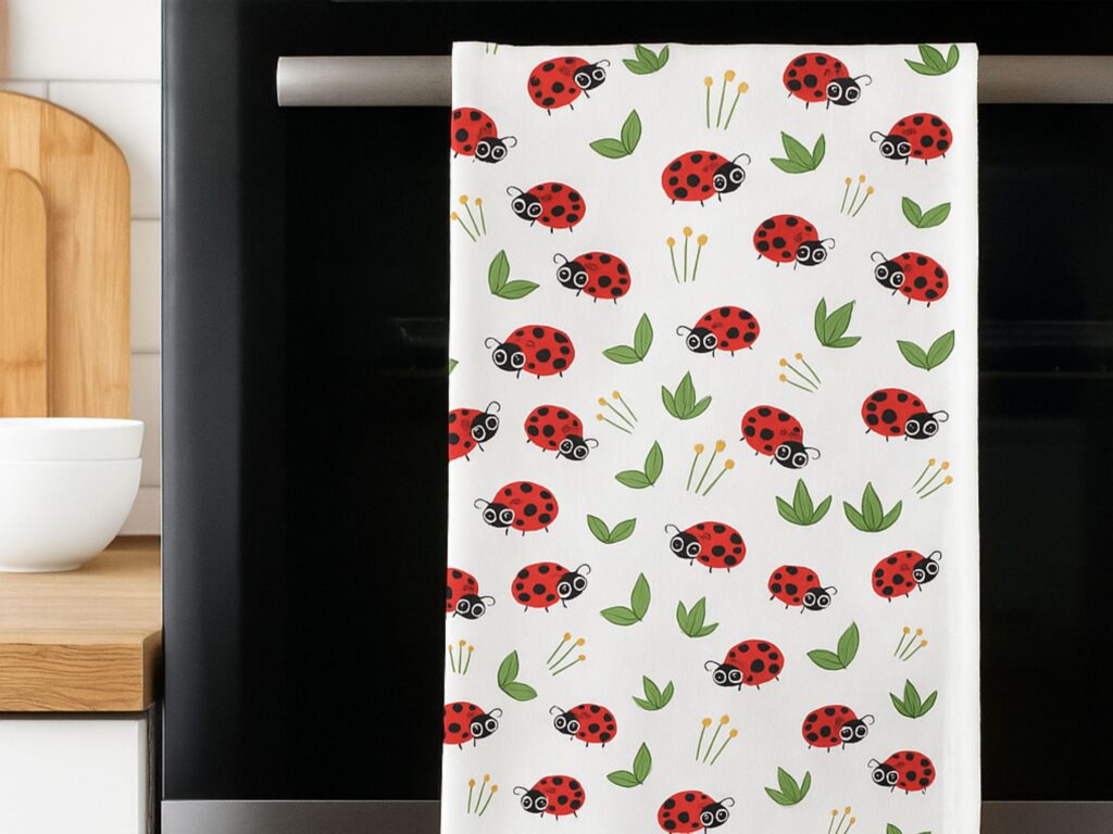 FunJobs Ladybird Tea Towel - 100% Cotton - Image 3